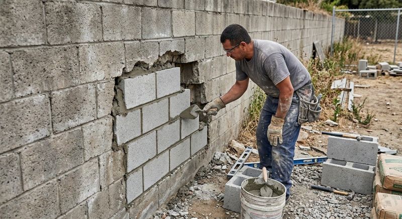 Concrete Block Wall Repair in Kissimmee, FL
